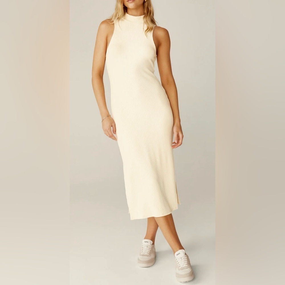 Beyond Yoga Cream Well Travel Ribbed Midi Dress - Size S